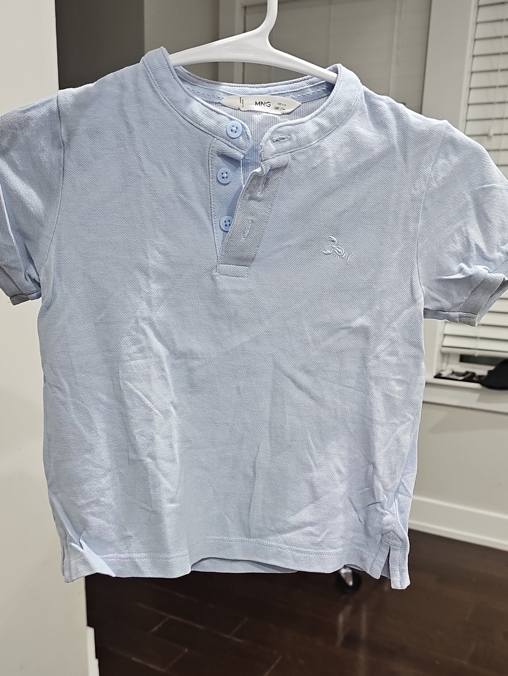 Mango Pale Blue Boys' Short-Sleeve Henley Polo